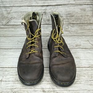 Dr Martens Combs Winter Brown Leather Lined Lace Up Boots Men Sz 10 Women Sz 11
